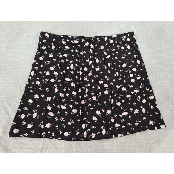 Elodie Black and Pink Floral Mini Skirt/NWT, Sz. XL - Picture 2 of 4